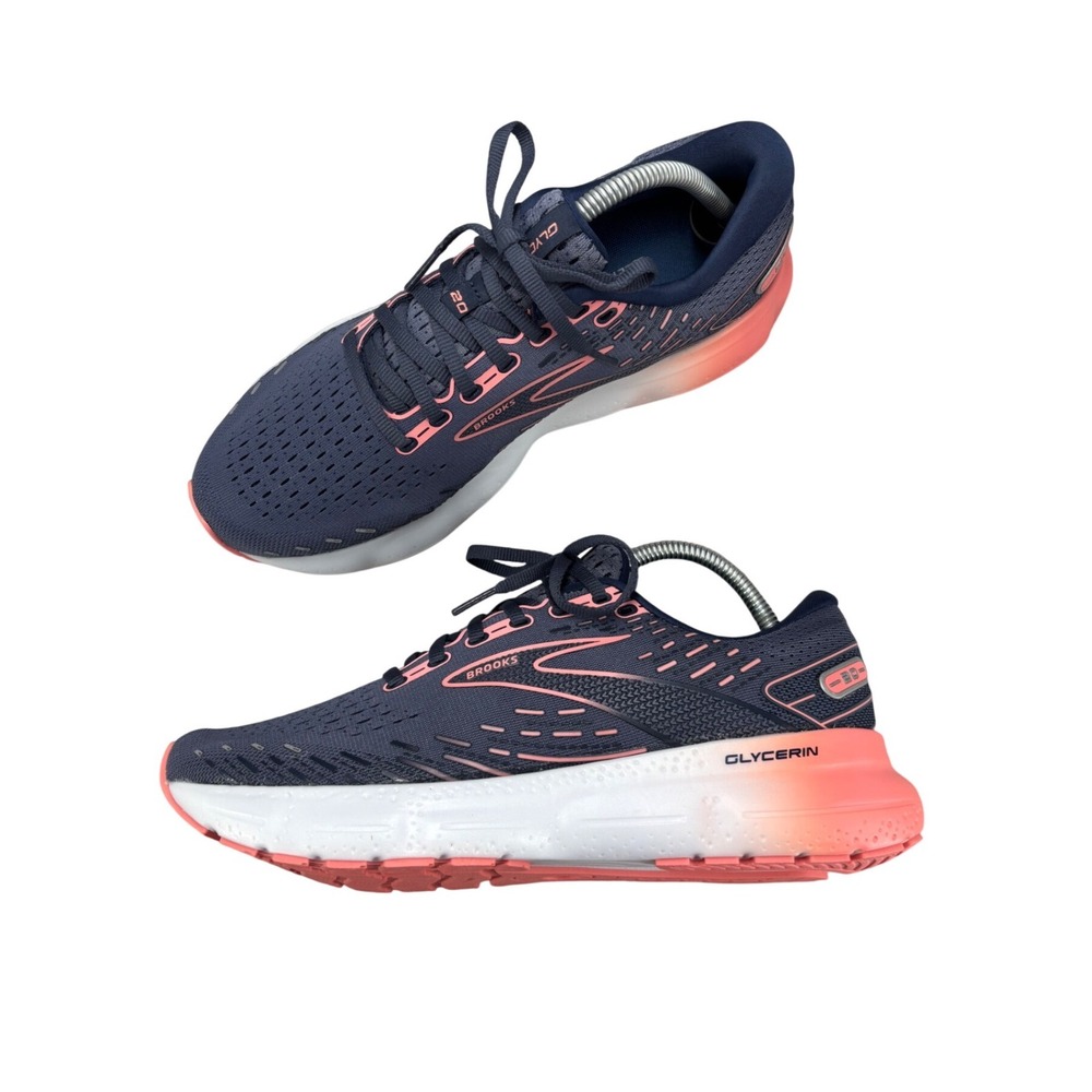 Brooks Glycerin 20 Shoes Navy Pink Mesh Running Sneaker Women's Size 10